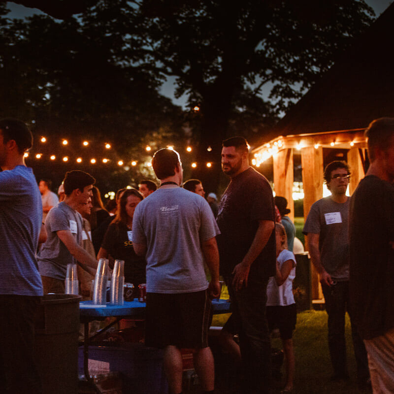 outdoor gathering at night