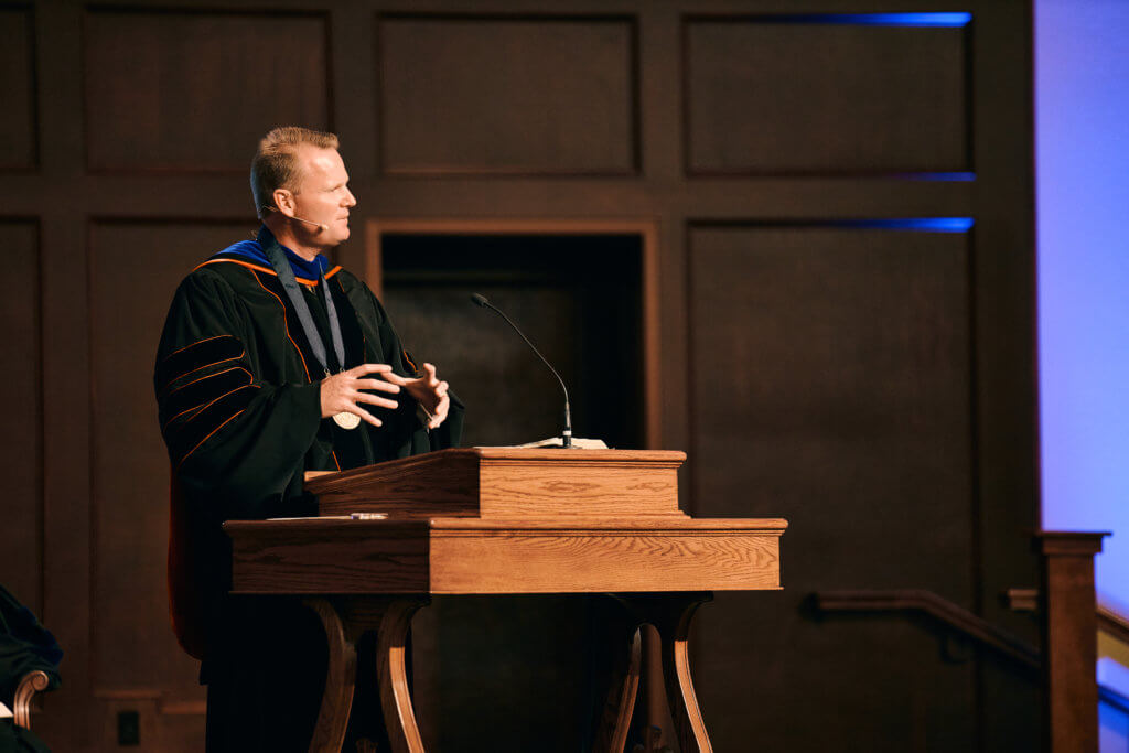 Allen addresses the Centrality of the Cross in Fall Academic Convocation at Midwestern Seminary