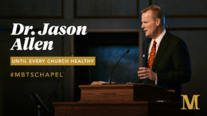 Dr. Jason Allen speaking at chapel