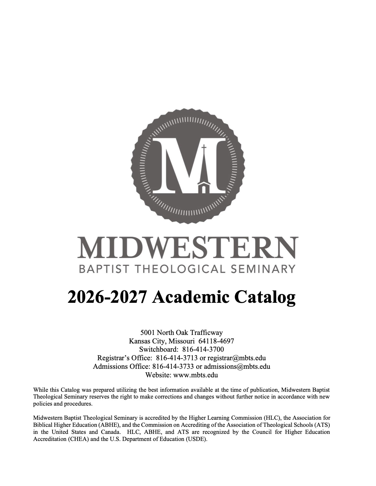 2026–27 Seminary Academic Catalog