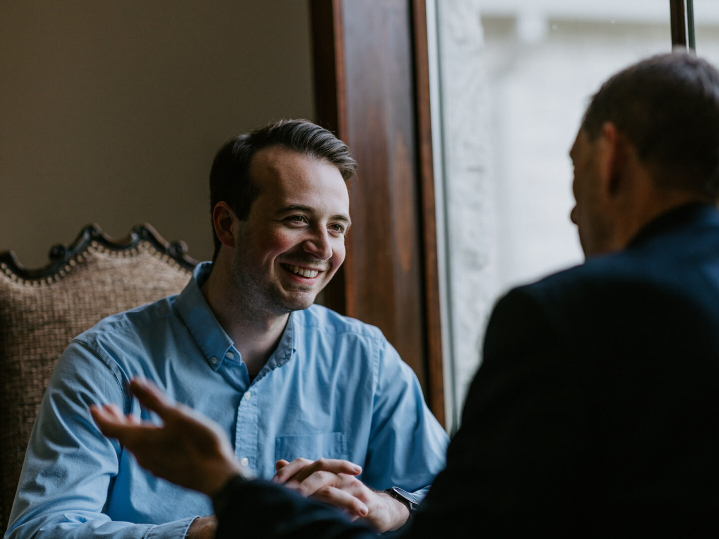 A student discusses his academic pathway with Dr. Todd Chipman